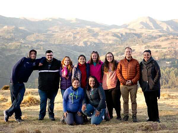 team poses on a short term mission trip